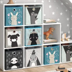 Treppenregal Raumteiler Bücherregal Weiß 9 Fächer Regal Kinder-Faltboxen ^ Vicco Discount