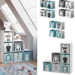 Vicco Treppenregal Raumteiler Bücherregal 6 Fächer Weiß Stufenregal Faltbox Discount