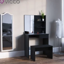 Universalhocker Bank schwarz - Frisiertisch Kommode Spiegel ^ Vicco Hot