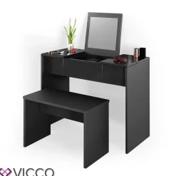 Universalhocker Bank schwarz - Frisiertisch Kommode Spiegel ^ Vicco Hot