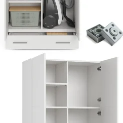 Universalschrank Mehrzweckschrank Büroschrank Ingo Weiß 2 Türen Schublade ^ Vicco New