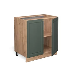 Unterschrank Küchenschrank Küchenmöbel Fame-Line Eiche Grün-Gold Landhaus 80 cm Küche Einbauküche Drehtür Einlegeboden Blende Küchenzeile ^ Vicco Best