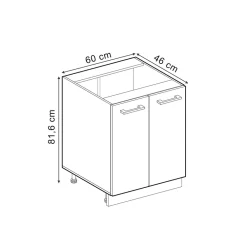 Vicco Unterschrank R-Line Schwarz Beton Weiß 60 cm mit Arbeitsplatte Weiß-Marmor Sale