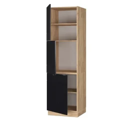 Vorratsschrank Fame-Line Eiche Schwarz gestreift 60 cm 3 Türen ^ Vicco New