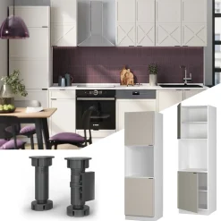 Vorratsschrank Fame-Line Weiß Grau-Beige gerahmt 60 cm 2 Türen ^ Vicco Best