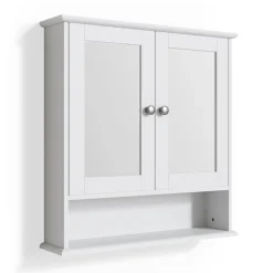 Vicco Wandspiegel Bianco Badspiegel mit Ablage 2 Türen 58x56cm Hängespiegel Spiegel für Badezimmer im Landhausstil Hot