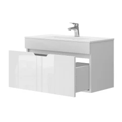 Vicco Waschbecken mit Unterschrank Stefania 80 cm breit, Waschtisch hängend Weiß Discount
