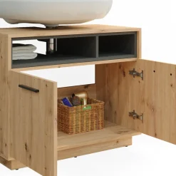 Vicco Waschtischunterschrank Waschbeckenunterschrank Beatrice Eiche Anthrazit modern 80x64 cm Badkommode Badschrank Badezimmer Schrank Badmöbel Schranktür Schrankfach Online