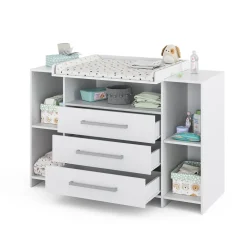 Vicco Wickelkommode Oskar XL 143 x 100 cm, Weiß, Wickeltisch inkl. Wickelauflage