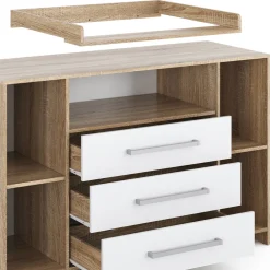 Vicco Wickelkommode Oskar XL 143 x 100 cm, Sonoma Weiß, inklusive Wickelauflage Sale