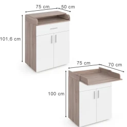 Wickeltisch Wickelkommode Wickelschrank Lena Weiß Sonoma Wickelaufsatz Schublade ^ Vicco Online