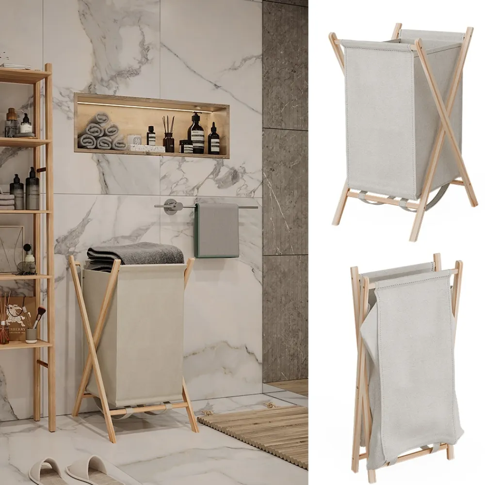 Wäschekorb Bruno Beige 40 x 64 cm ^ Vicco Online