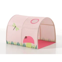 vipack Spielbett Pino inkl. Rutsche, Kiefer massiv weiß mit Vorhang und Tunnel - Dessin Spring New