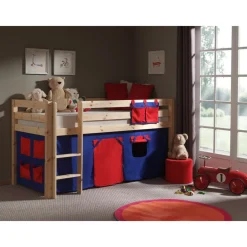 vipack Spielbett Pino mit Textilset "Domino", Kiefer massiv natur lackiert New