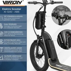 XI-1200-S E-Scooter mit Straßenzulassung ABE - 12,5 Ah ^ Viron Clearance