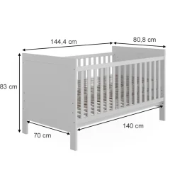 VitaliSpa Babybett Ajaton Weiß 144,4 x 83 cm mit Matratze Sale