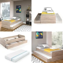 VitaliSpa Bett Enzo Jugendbett mit Gästeliege Funktionsbett 90x200 cm  Sonoma Hot