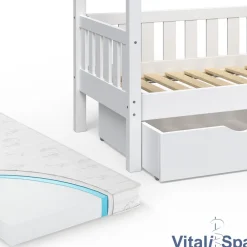 VitaliSpa Design Kinderbett 160x80 Babybett Jugendbett 2 Schubladen Lattenrost Matratze