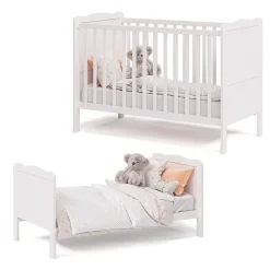 VitaliSpa Gitterbett Babybett Kinderbett Tobi Kombinationsbett umbaubar Weiß Discount