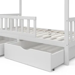 Kinderbett Bettenhaus Einzelbett Franka Weiß 160 x 80 cm modern Kinderzimmer Bett Bettschublade Lattenrost Rausfallschutz ^ VitaliSpa Sale