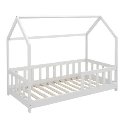 Kinderbett Bettenhaus Einzelbett Michelle Weiß 160 x 80 cm modern Kinderzimmer Bett Lattenrost Rausfallschutz ^ VitaliSpa Discount
