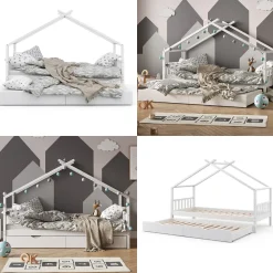 VitaliSpa Kinderbett DESIGN HausbettGästebett Lattenrostweiß 90x200 Matratze Online