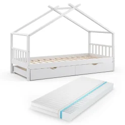 VitaliSpa Kinderbett DESIGN HausbettGästebett Lattenrostweiß 90x200 Matratze Online