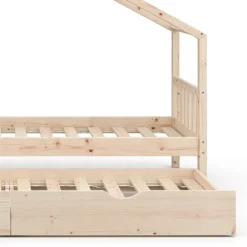 VitaliSpa Kinderbett DESIGN HausbettGästebett LattenrostNatur 90x200 Schublade Outlet