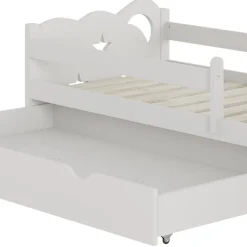 Kinderbett Einzelbett Juniorbett Jessica Weiß 140x70 cm modern Kinderzimmer Bett Bettschublade Rausfallschutz ^ VitaliSpa New