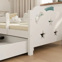 VitaliSpa Kinderbett Einzelbett Juniorbett Jessica Weiß 160x80 cm modern Kinderzimmer Bett Bettschublade Rausfallschutz Best