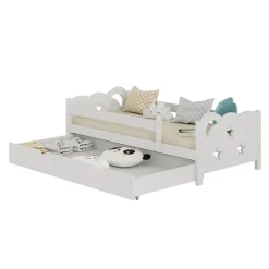 VitaliSpa Kinderbett Einzelbett Juniorbett Jessica Weiß 160x80 cm modern Kinderzimmer Bett Bettschublade Rausfallschutz Best