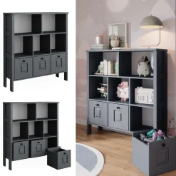 Kinderregal Ajaton Grau 103,6 x 113,4 cm ^ VitaliSpa