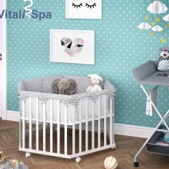 Laufgitter 6-eckig weiß mit Laufgittereinlage Laufstall Krabbelgitter ^ VitaliSpa Discount