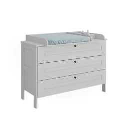 Wickelkommode Ajaton Weiß 133 x 98,4 mit 3 Schubladen ^ VitaliSpa Hot