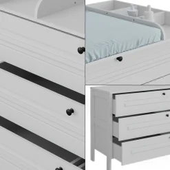 Wickelkommode Ajaton Weiß 133 x 98,4 mit 3 Schubladen ^ VitaliSpa Hot