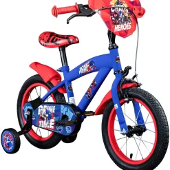 Volare Sonic Kinderfahrrad 14 Zoll Jungen Mädchen 100 - 115 cm Fahrrad ab ca. 3,5 Jahre mit Stützräder und Rücktrittbremse blau/rot