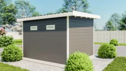 Elephant Vorbestellung: WPC-Gartenhaus M mit Flachdach anthrazit/weiß FSC100% | Verfügbar ab 15.07.2025 Online