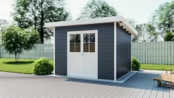 Elephant Vorbestellung: WPC-Gartenhaus M mit Flachdach anthrazit/weiß FSC100% | Verfügbar ab 15.07.2025 Online