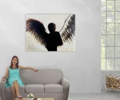 MCW Wandbild Engel, 100% handgemaltes Ölgemälde Gemälde XL, 120x90cm Sale