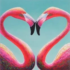MCW Wandbild Flamingo, 100% handgemaltes Ölgemälde Gemälde XL, 90x90cm Discount