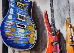 Wandbild Gitarren, 100% handgemaltes Ölgemälde 3D-Bild Gemälde XL, 120x80cm ^ MCW Outlet