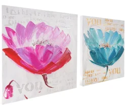 MCW Wandbild Orchidee, 100% handgemaltes Ölgemälde Gemälde XL, 100x50cm Hot