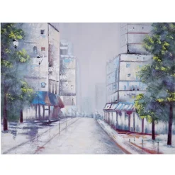 MCW Wandbild Ortschaft, 100% handgemaltes Ölgemälde Gemälde XL, 120x90cm Clearance