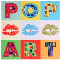 MCW Wandbild Pop Art + Autos, Leinwandbild Gemälde 3D-Bild XL, 60x60cm Clearance