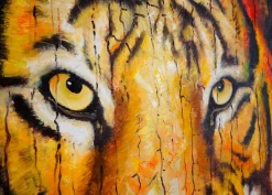 MCW Wandbild Tiger, 100% handgemaltes Ölgemälde Gemälde XL, 100x90cm Hot
