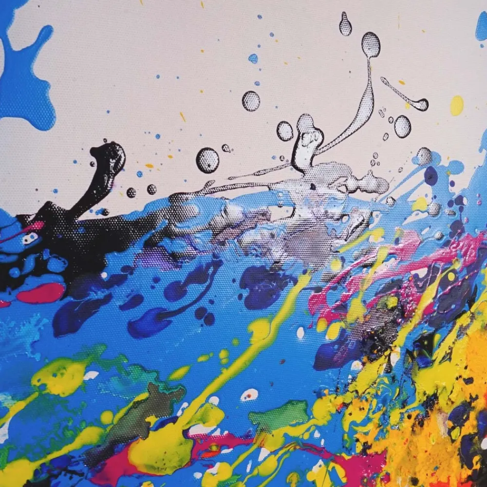 MCW Wandbild Wave, 100% handgemaltes Ölgemälde Gemälde XL, 120x60cm