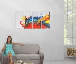 MCW Wandbild Wave, 100% handgemaltes Ölgemälde Gemälde XL, 120x60cm