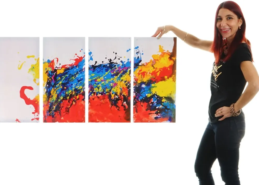 MCW Wandbild Wave, 100% handgemaltes Ölgemälde Gemälde XL, 120x60cm