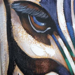 MCW Wandbild Zebrakopf, 100% handgemaltes Ölgemälde Gemälde XL, 90x120cm Clearance