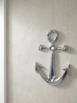 Wanddeko Dekofigur Anker Aluminium silberfarben poliert 62,5 cm im maritimen Stil ^ KADIMA DESIGN Sale